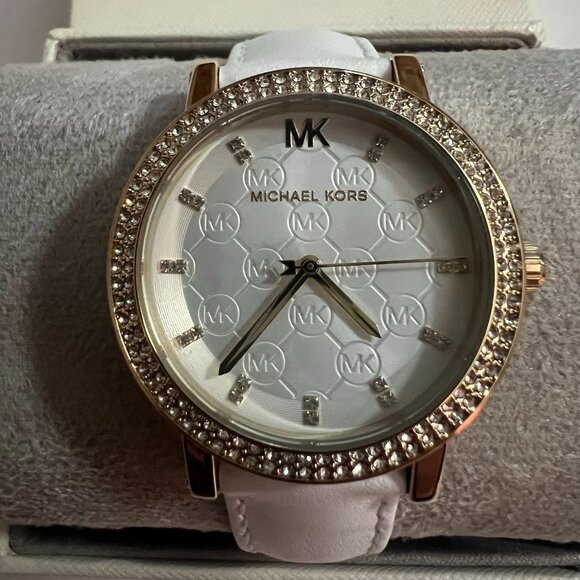 Women's Corey Three-Hand White Leather Watch 38mm - Picture 1 of 5
